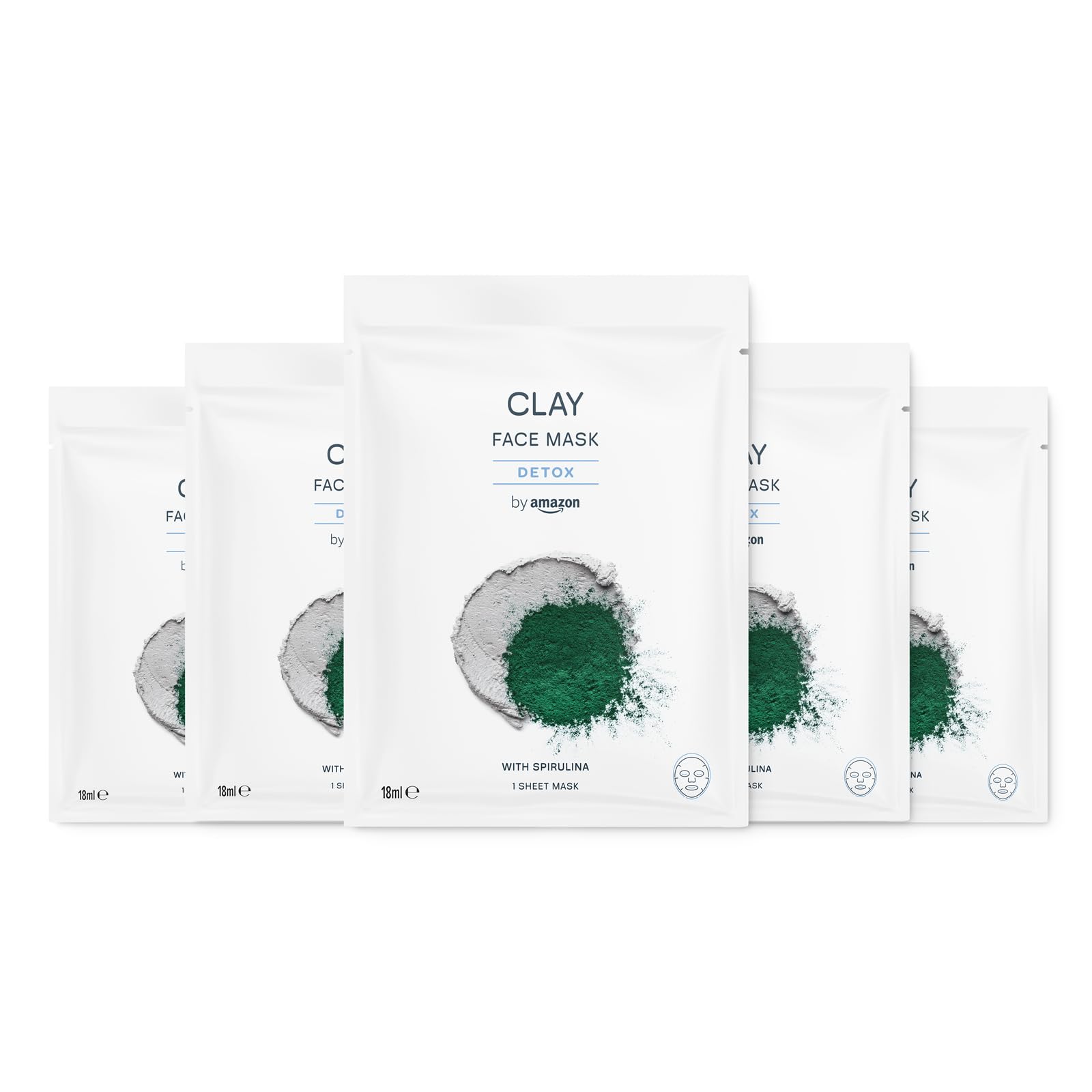 by Amazon Clay, Detox Face Sheet Mask, 18ml, 5 Pack : Amazon.co.uk